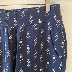 Navy Blue Floral Print Pants